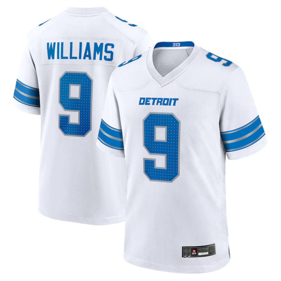 D.Lions #9 Jameson Williams White Game Jersey Player American Stitched Football Jerseys football jersey product view 1