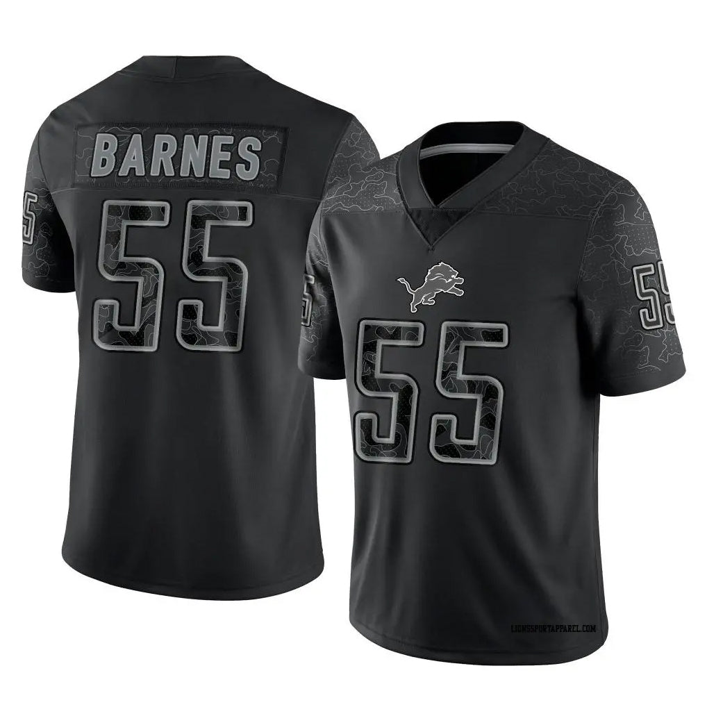 D.Lions Derrick Barnes #55 Player Black REFLECTIVE Limited Football Jerseys football jersey product view 1
