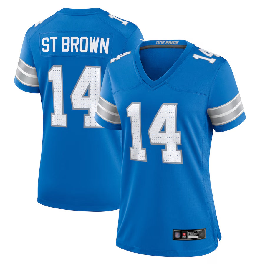 D.Lions Home Game Football Jerseys - Blue - #14 Amon-Ra St. Brown Player football jersey product view 1