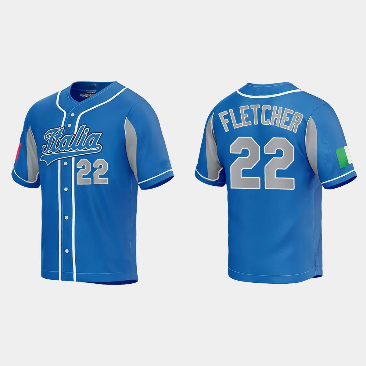 #22 DAVID FLETCHER ITALY BASEBALL 2023 WORLD BASEBALL CLASSIC JERSEY ¨C ROYAL Stitches Baseball Jerseys baseball jersey product view 1