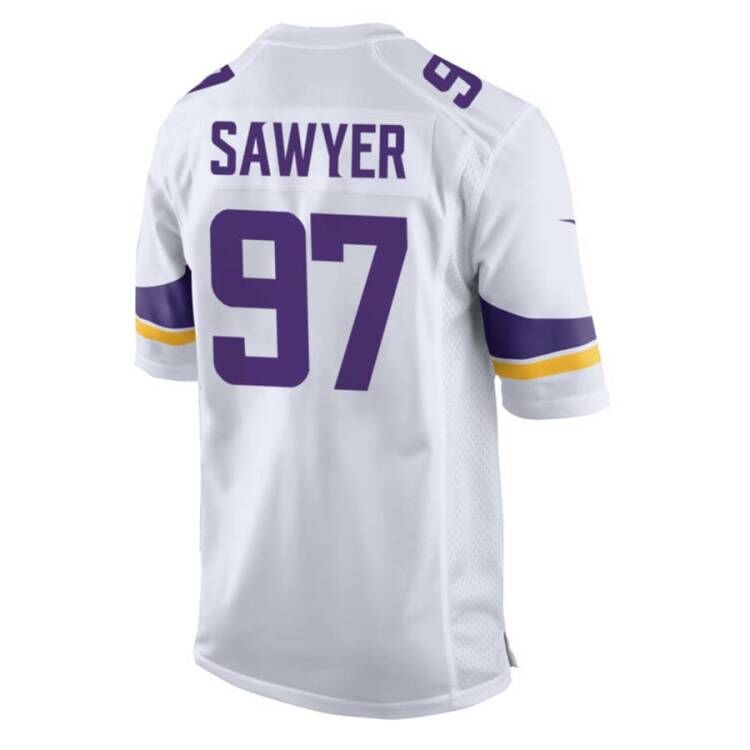 MN.Vikings #97 Talance Sawyer Player Game Jersey - White American Football Jerseys football jersey product view 1