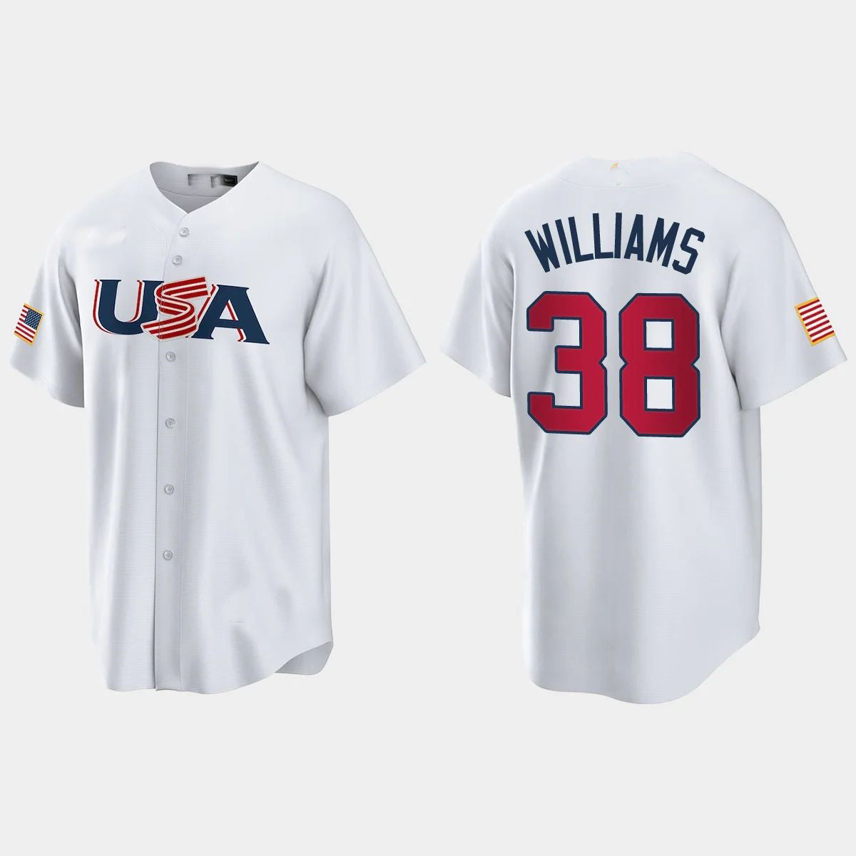 #38 DEVIN WILLIAMS MILWAUKEE BREWERS 2023 WORLD BASEBALL CLASSIC USA REPLICA JERSEY ¨C WHITE Stitches Baseball Jerseys baseball jersey product view 1