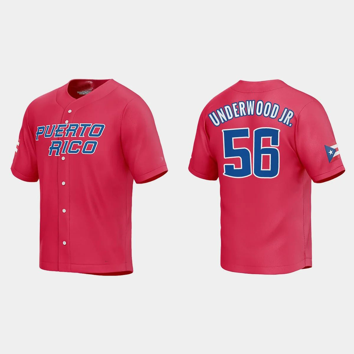 #56 DUANE UNDERWOOD JR. PUERTO RICO BASEBALL 2023 WORLD BASEBALL CLASSIC JERSEY ¨C RED Stitches Baseball Jerseys baseball jersey product view 1