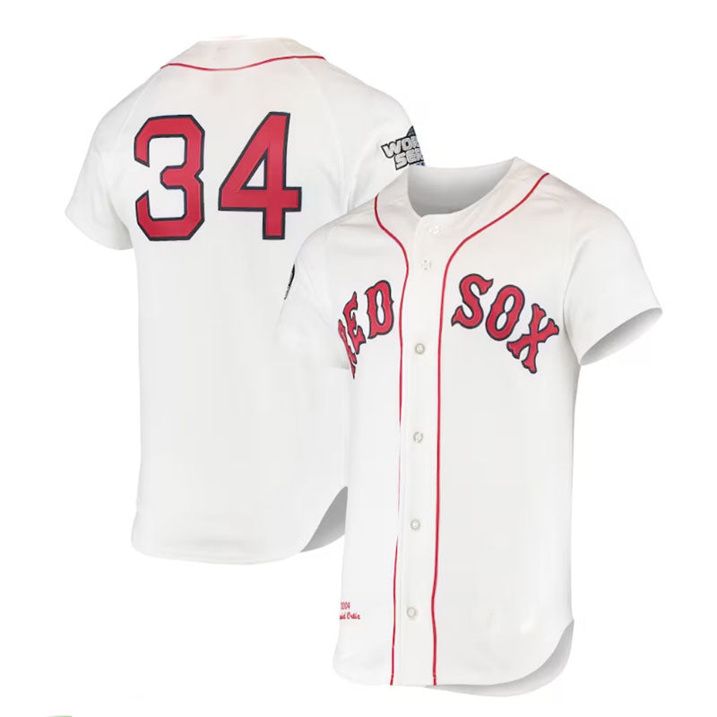 Boston Red Sox Road #34 David Ortiz 2004 Cooperstown Collection Home Authentic Jersey - White Baseball Jerseys baseball jersey product view 1
