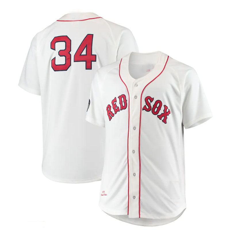 Boston Red Sox Road #34 David Ortiz Big & Tall Home Authentic Player Jersey - White Baseball Jerseys baseball jersey product view 1