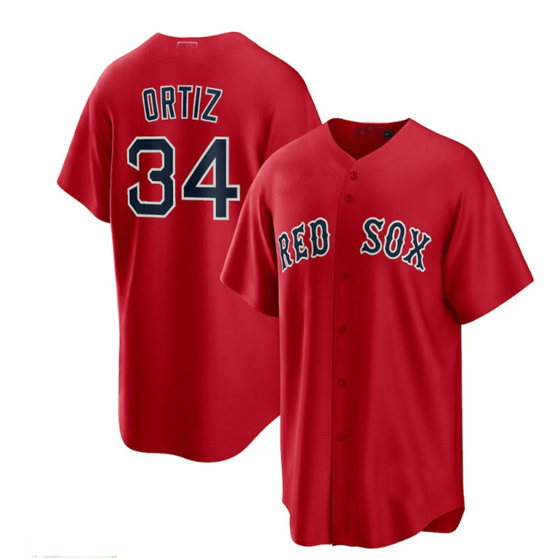 Boston Red Sox Road #34 David Ortiz Alternate Replica Player Jersey - Red Baseball Jerseys baseball jersey product view 1