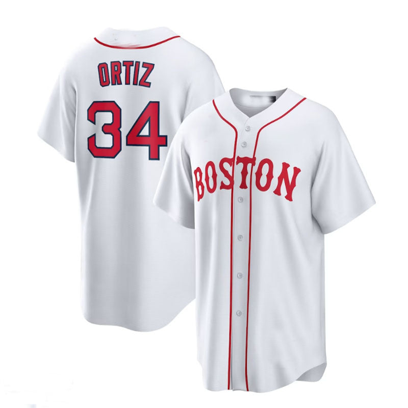 Boston Red Sox Road #34 David Ortiz Alternate Replica Player Jersey - White Baseball Jerseys baseball jersey product view 1