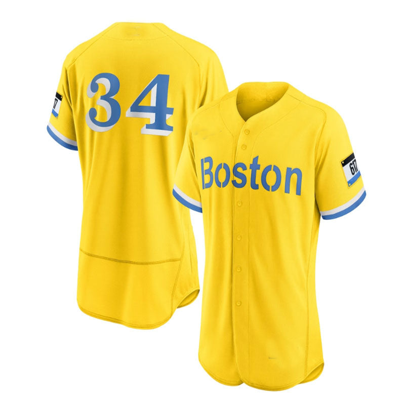 Boston Red Sox Road #34 David Ortiz City Connect Authentic Player Jersey - Gold Baseball Jerseys baseball jersey product view 1