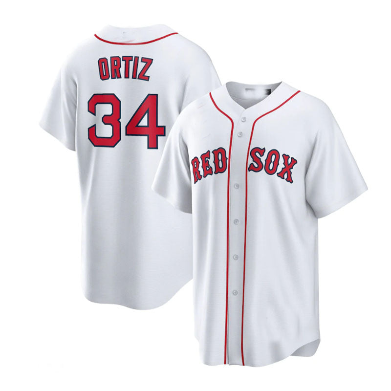 Boston Red Sox Road #34 David Ortiz Home Replica Player Jersey - White Baseball Jerseys baseball jersey product view 1