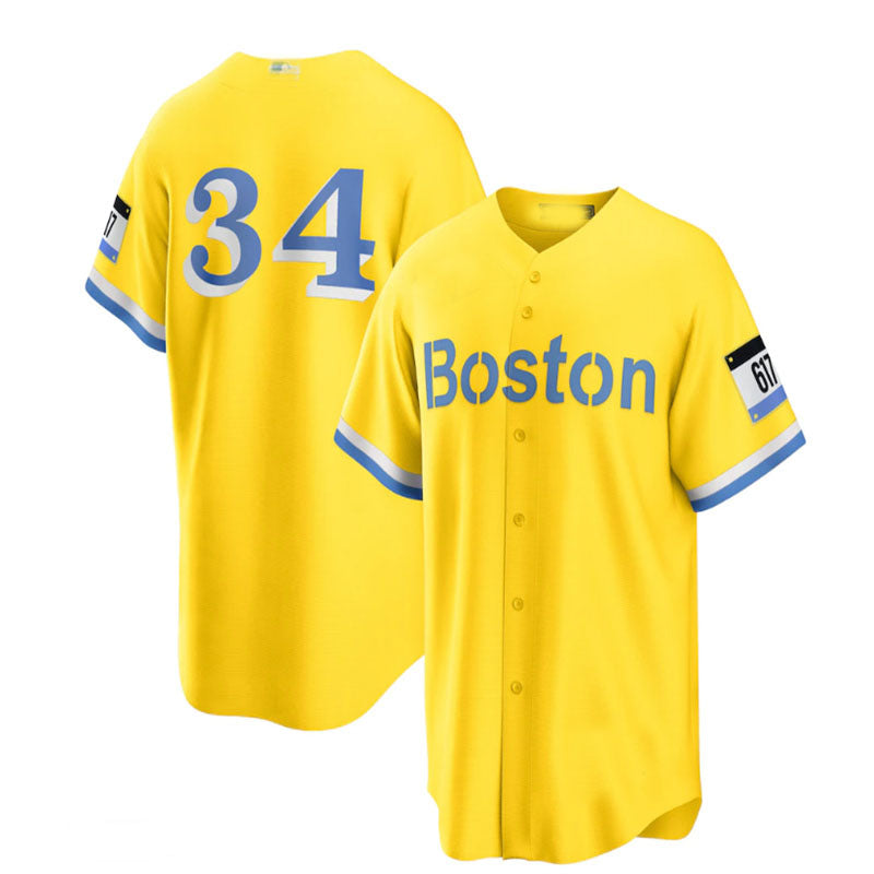 Boston Red Sox Road #34 David Ortiz Retired Player City Connect Replica Jersey - Gold Baseball Jerseys baseball jersey product view 1