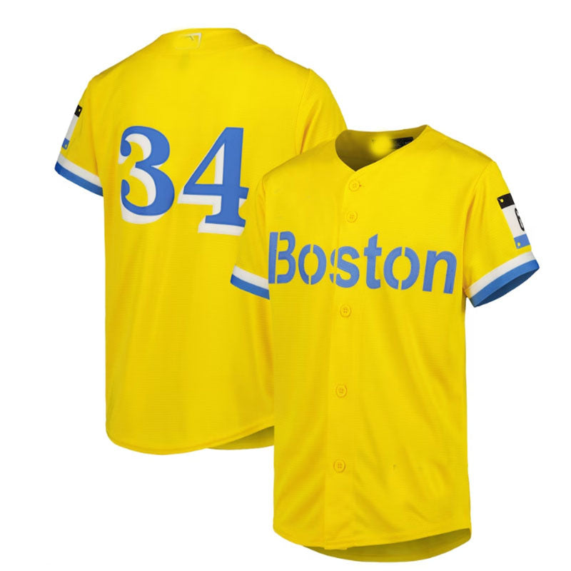Boston Red Sox Road #34 David Ortiz City Connect Replica Player Jersey - Gold Baseball Jerseys baseball jersey product view 1