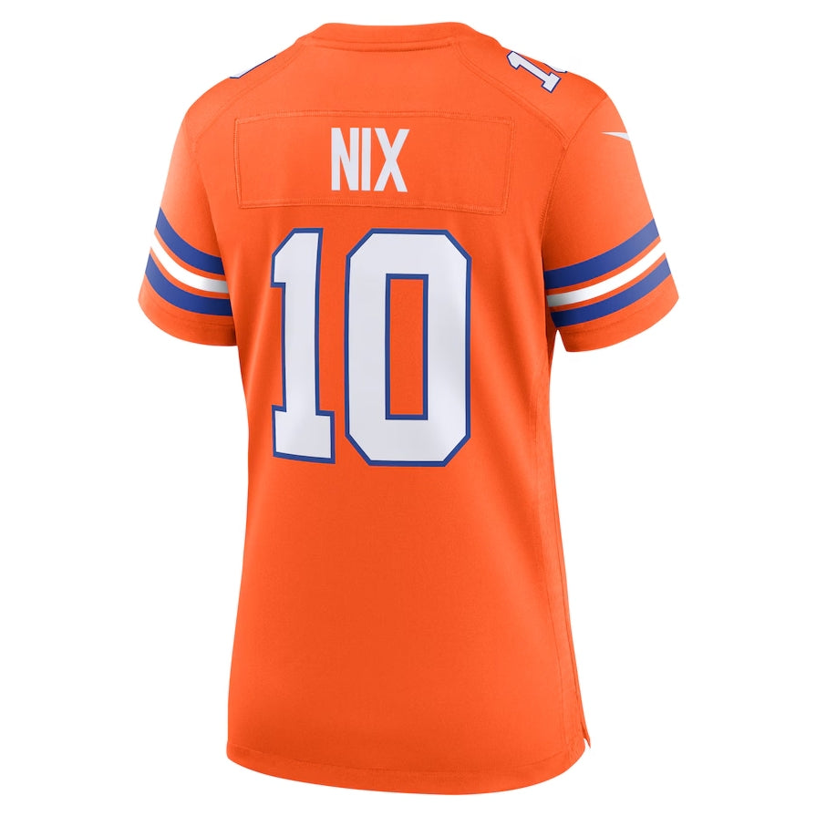 D.Broncos #10 Bo Nix Orange Mile High Collection 1977 Throwback Player Game Football Jerseys football jersey product view 1