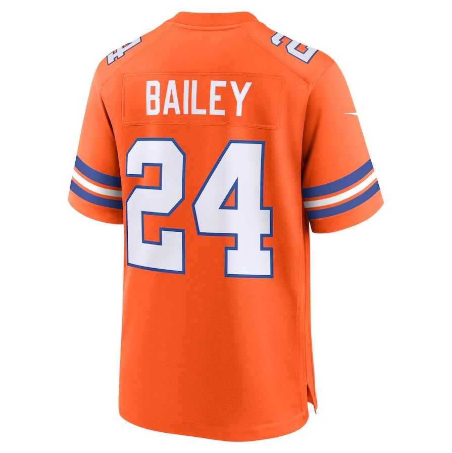 D.Broncos #24 Champ Bailey Orange Mile High Collection 1977 Throwback Retired Player Game Football Jerseys football jersey product view 1