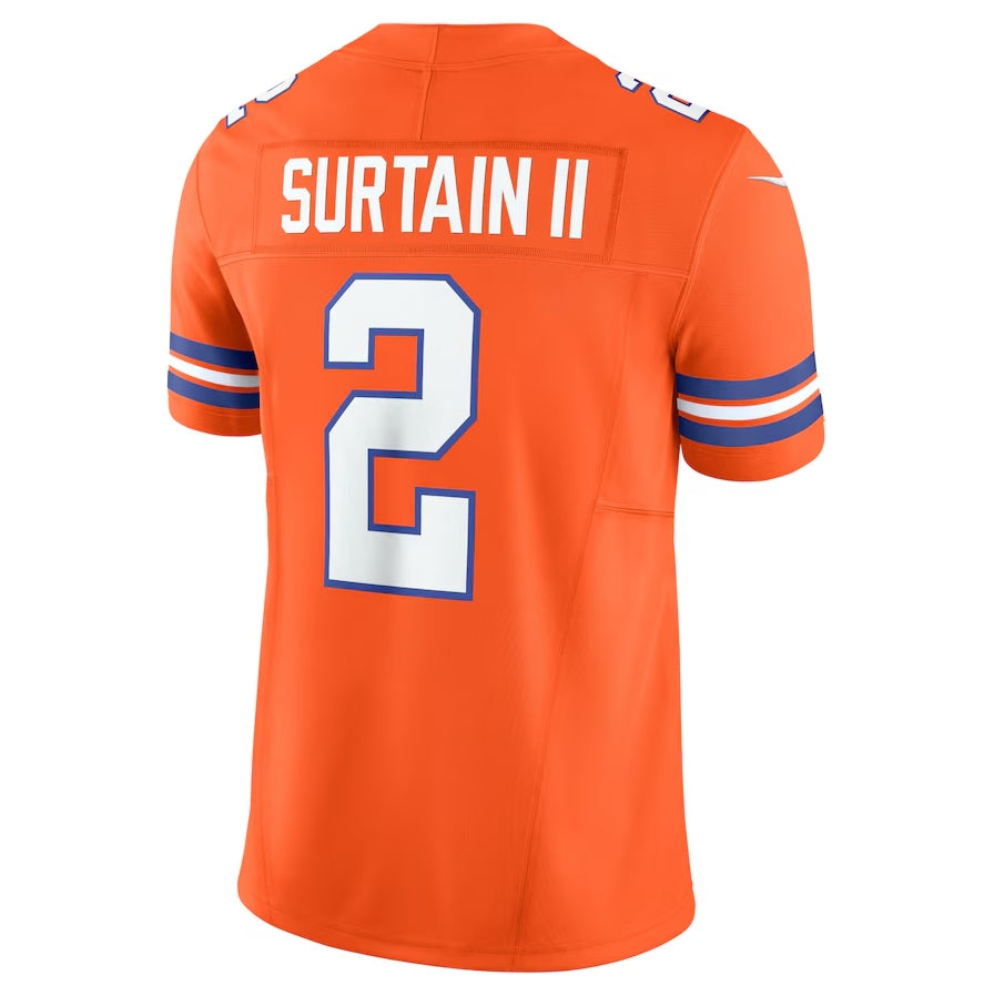D.Broncos #2 Patrick Surtain II Orange Vapor F.U.S.E. Limited Football Jerseys Player Jersey football jersey product view 1