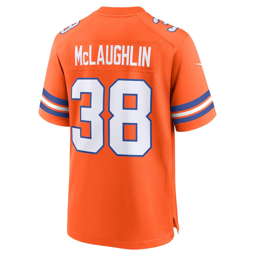 D.Broncos #38 Jaleel McLaughlin Orange Mile High Collection 1977 Throwback Player Game Football Jerseys football jersey product view 1