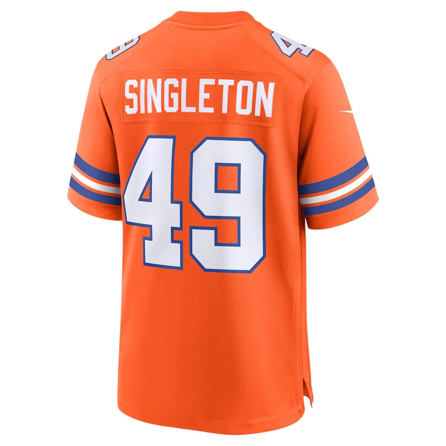 D.Broncos #49 Alex Singleton Orange Mile High Collection 1977 Throwback Player Game Football Jerseys football jersey product view 1