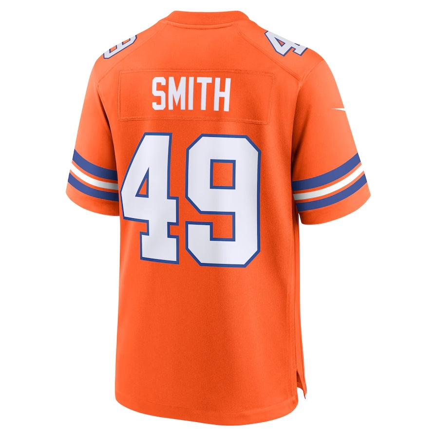 D.Broncos #49 Dennis Smith Orange Mile High Collection 1977 Throwback Retired Player Game Jersey Football Jerseys football jersey product view 1