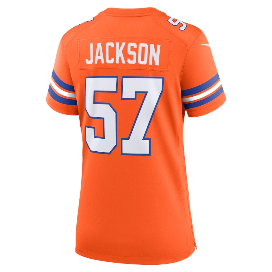 D.Broncos #57 Tom Jackson Orange Mile High Collection 1977 Throwback Retired Player Game Football Jerseys football jersey product view 1