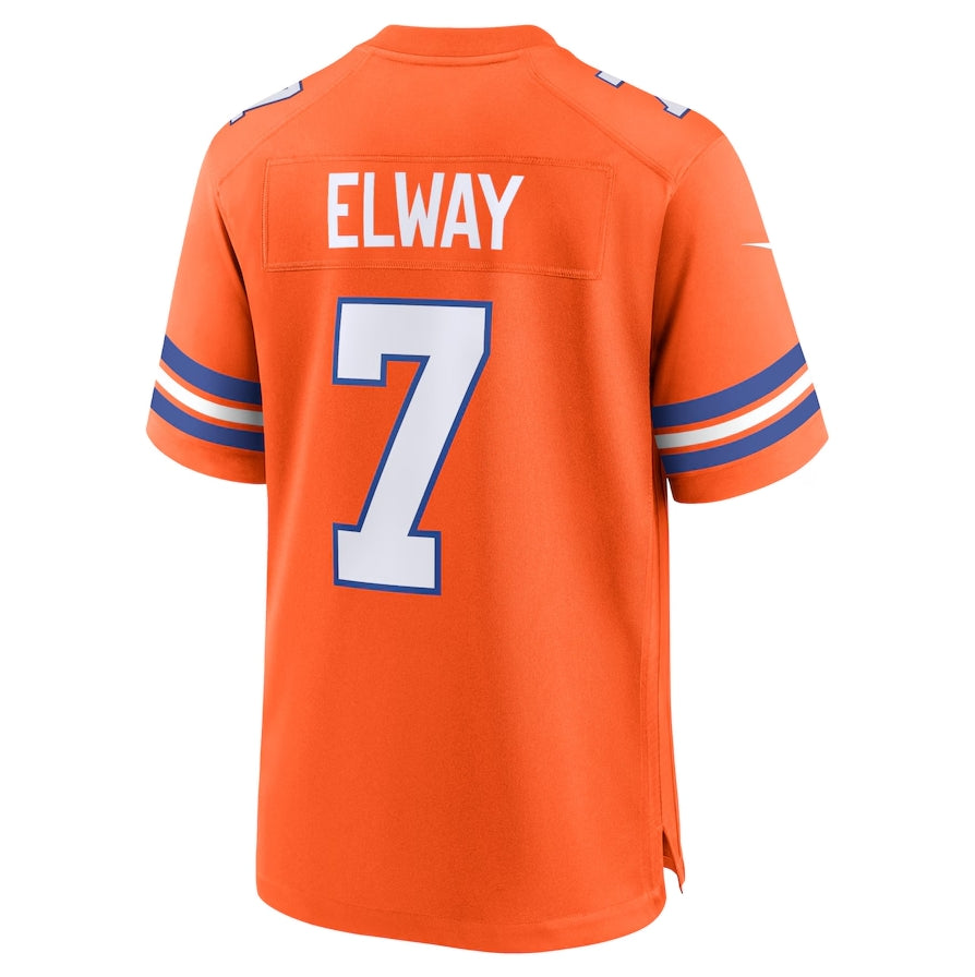 D.Broncos #7 John Elway Orange Mile High Collection 1977 Throwback Retired Player Game Football Jerseys football jersey product view 1