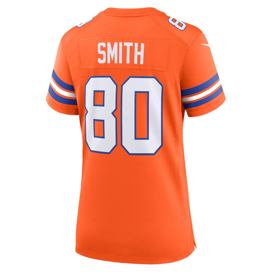 D.Broncos #80 Rod Smith Orange Mile High Collection 1977 Throwback Retired Player Game Football Jerseys football jersey product view 1