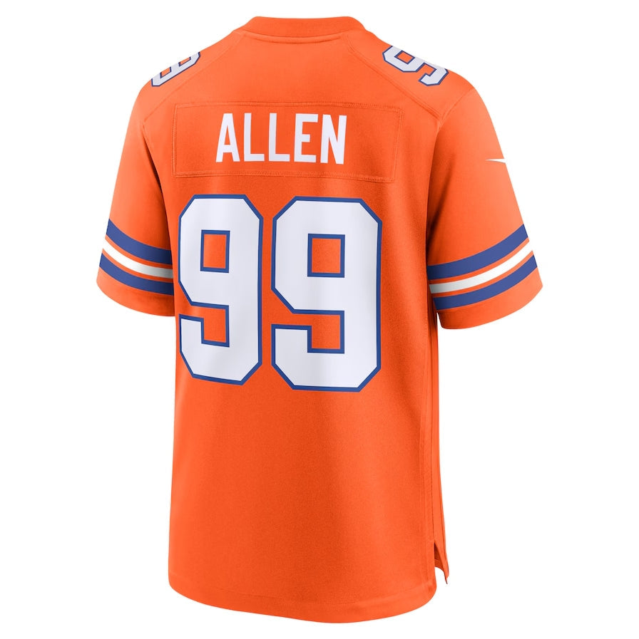 D.Broncos #99 Zach Allen Orange Mile High Collection 1977 Throwback Player Game Football Jerseys football jersey product view 1