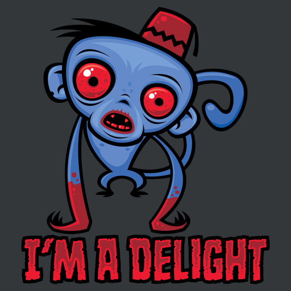 Deranged Zombie Monkey Is A Delight - Adult & Kids T-Shirts, Sweatshirts & Hoodies apparel design preview 1