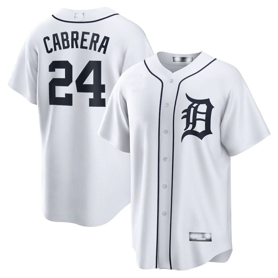 Detroit Tigers #24 Miguel Cabrera White Home Replica Player Name Jersey Baseball Jerseys baseball jersey product view 1