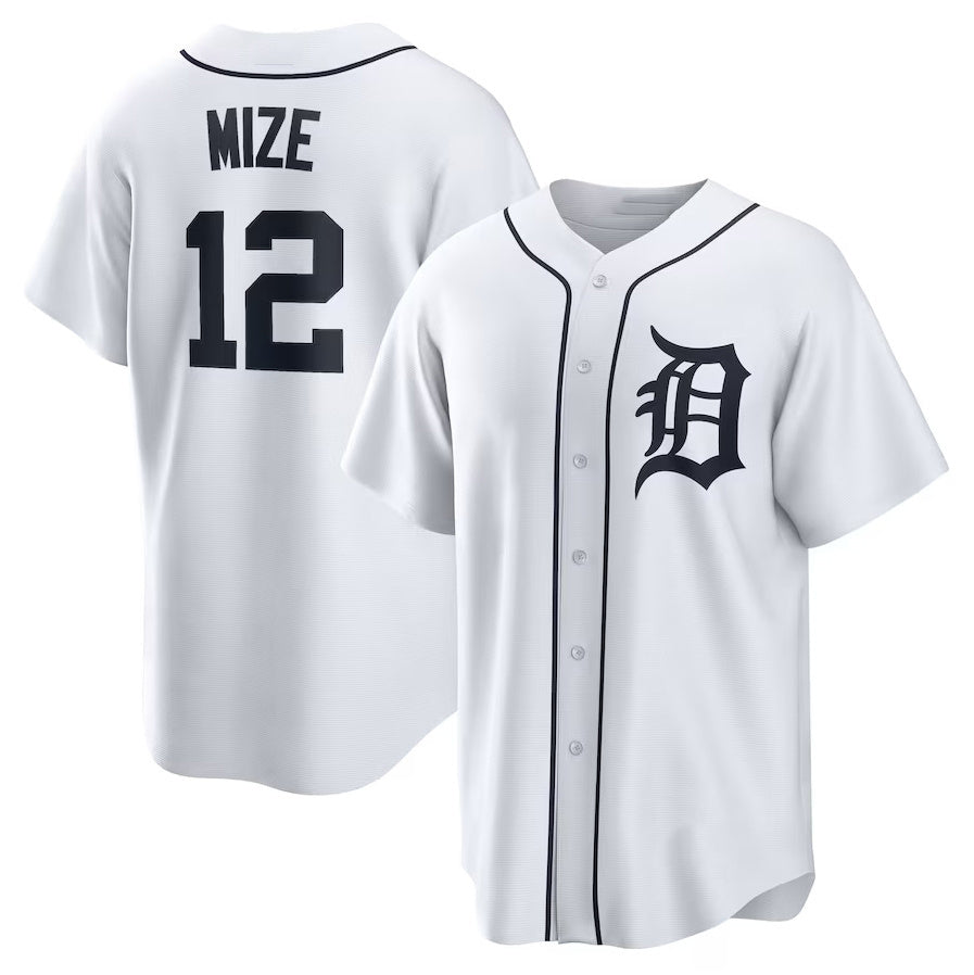 Detroit Tigers #12 Casey Mize Home Replica Jersey - White Stitched Baseball Jersey baseball jersey product view 1
