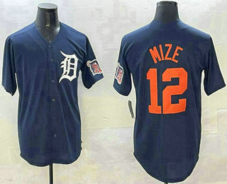 Detroit Tigers #12 Casey Mize Navy Alternate With Patch Cool Base Stitched Baseball Jerseys baseball jersey product view 1