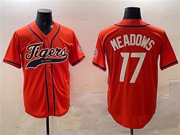 Detroit Tigers #17 Parker Meadows Orange With Patch Cool Base Stitched Baseball Jersey baseball jersey product view 1