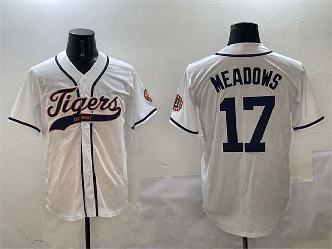 Detroit Tigers #17 Parker Meadows White With Patch Cool Base Stitched Baseball Jersey baseball jersey product view 1