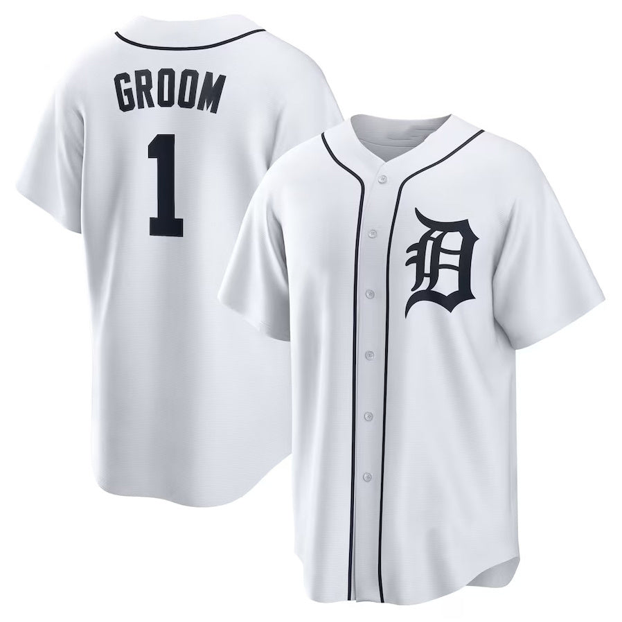 Detroit Tigers #1 Groom Home Replica Jersey - White Stitched Baseball Jersey baseball jersey product view 1