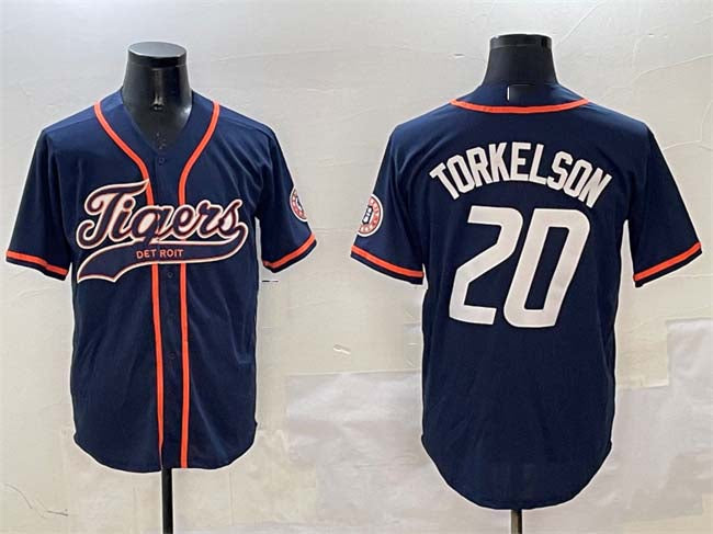 Detroit Tigers #20 Spencer Torkelson Navy With Patch Cool Base Stitched Baseball Jersey baseball jersey product view 1
