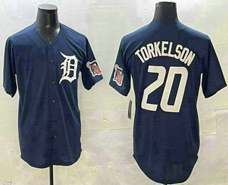 Detroit Tigers #20 Spencer Torkelson Navy With Patch Cool Base Stitched Baseball Jerseys baseball jersey product view 1