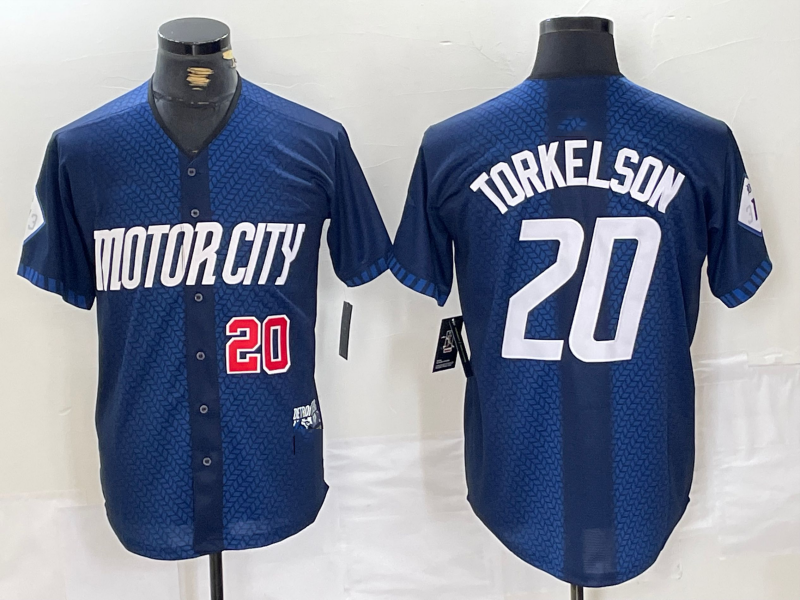 Detroit Tigers #20 Spencer Torkelson Number 2024 Navy City Connect Cool Base Limited Stitched Baseball Jerseys baseball jersey product view 1
