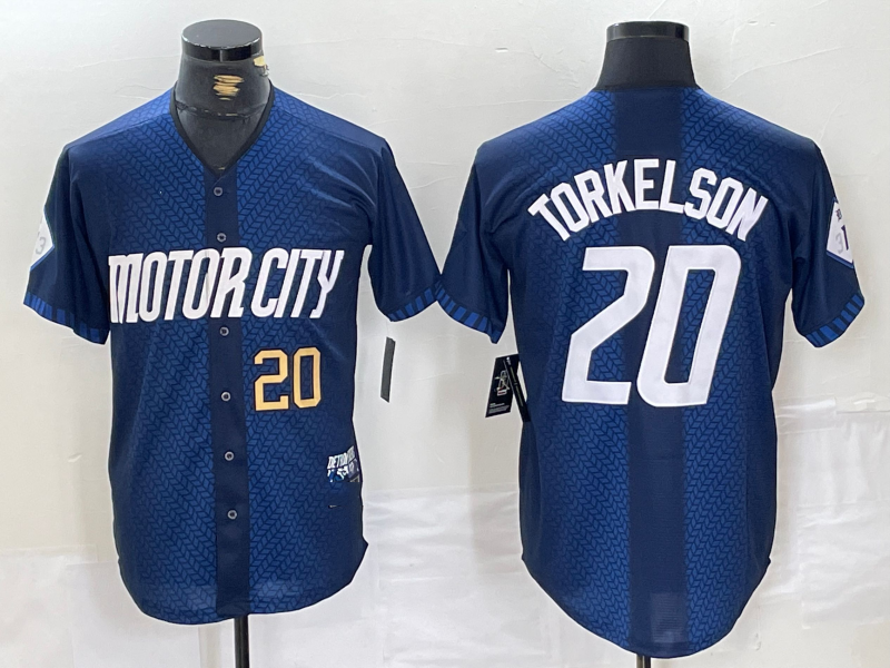 Detroit Tigers #20 Spencer Torkelson Number 2024 Navy City Connect Cool Base Limited Stitched Baseball Jerseys baseball jersey product view 1