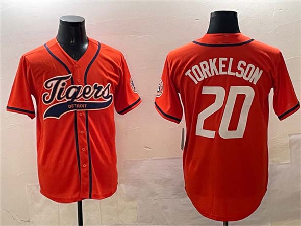 Detroit Tigers #20 Spencer Torkelson Orange With Patch Cool Base Stitched Baseball Jersey baseball jersey product view 1