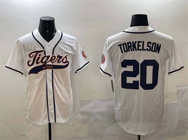 Detroit Tigers #20 Spencer Torkelson White With Patch Cool Base Stitched Baseball Jersey baseball jersey product view 1