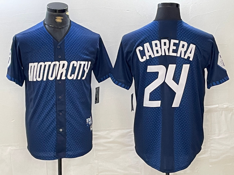 Detroit Tigers #24 Miguel Cabrera Navy 2024 City Connect Cool Base Limited Stitched Baseball Jersey baseball jersey product view 1