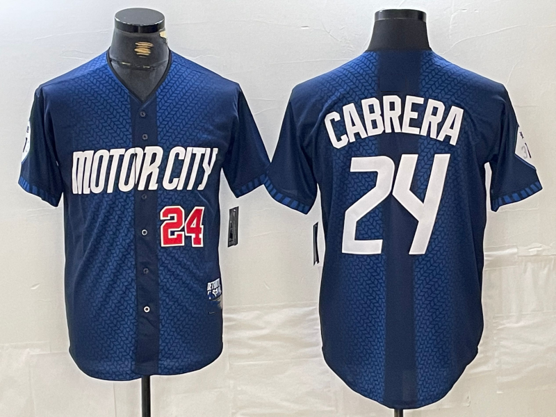 Detroit Tigers #24 Miguel Cabrera Number Navy 2024 City Connect Cool Base Limited Stitched Baseball Jersey baseball jersey product view 1