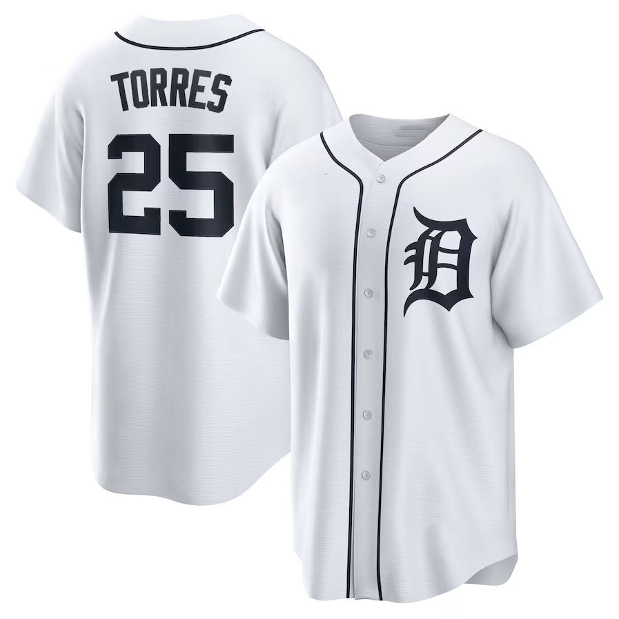 Detroit Tigers #25 Gleyber Torres Home Replica Jersey - White Stitched Baseball Jersey baseball jersey product view 1