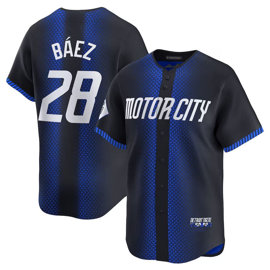 Detroit Tigers #28 Javier Baez 2024 City Connect Limited Jersey - Navy Baseball Jerseys baseball jersey product view 1