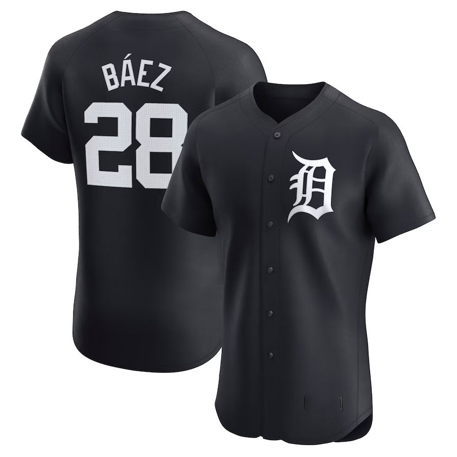 Detroit Tigers #28 Javier Baez Alternate Elite Player Jersey - Navy Stitched Baseball Jersey baseball jersey product view 1