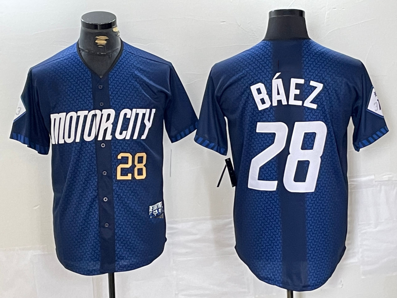 Detroit Tigers #28 Javier Baez Number 2024 Navy City Connect Cool Base Limited Stitched Baseball Jerseys baseball jersey product view 1