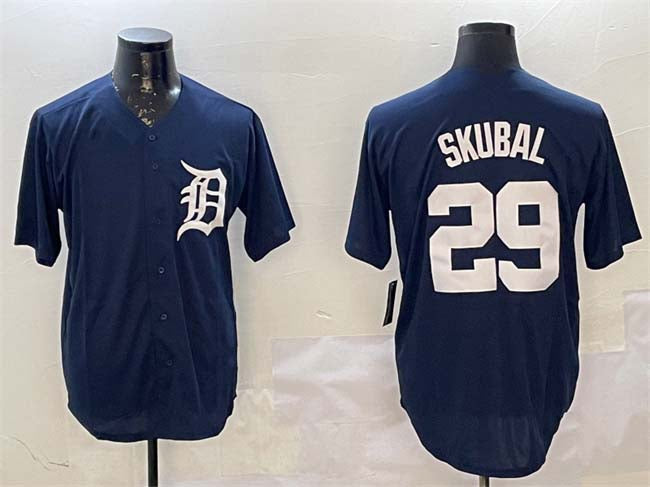 Detroit Tigers #29 Tarik Skubal Navy Cool Base Stitched Baseball Jersey baseball jersey product view 1