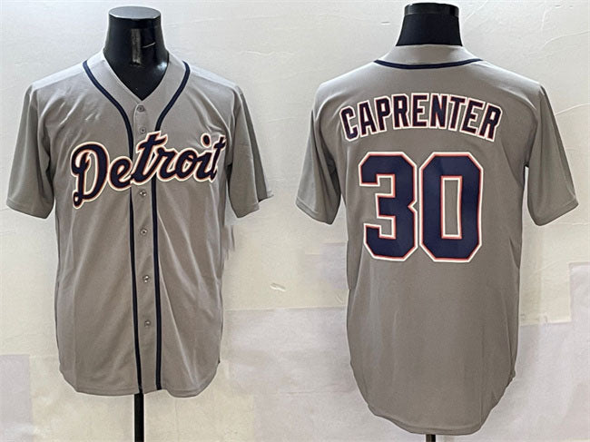 Detroit Tigers #30 Kerry Carpenter Grey Cool Base Stitched Baseball Jersey baseball jersey product view 1