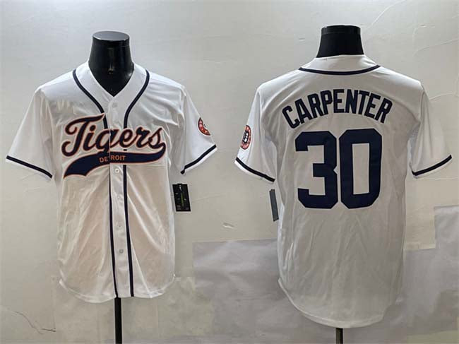 Detroit Tigers #30 Kerry Carpenter White With Patch Cool Base Stitched Baseball Jersey baseball jersey product view 1