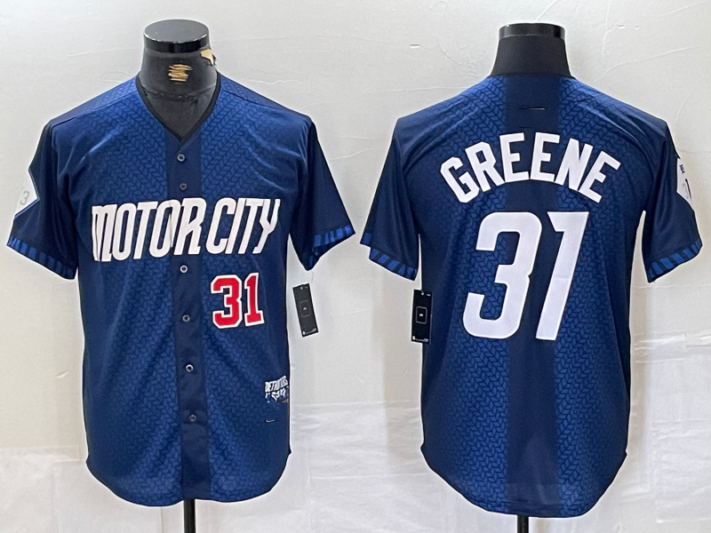 Detroit Tigers #31 Riley Greene Number 2024 Navy City Connect Cool Base Limited Stitched Baseball Jerseys baseball jersey product view 1