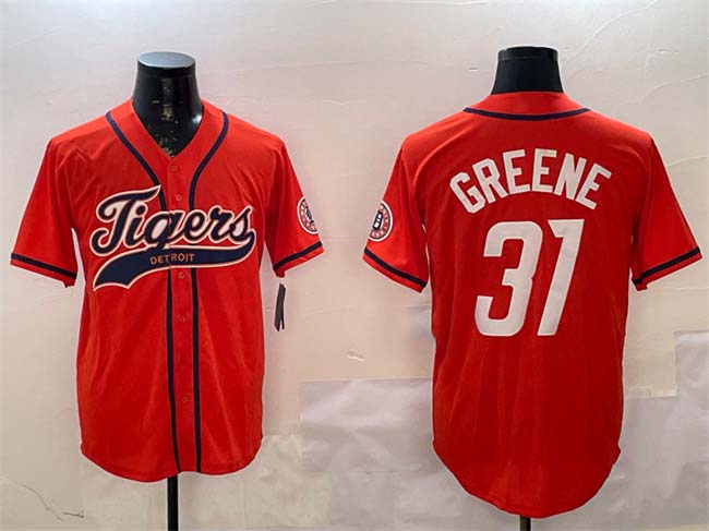 Detroit Tigers #31 Riley Greene Orange With Patch Cool Base Stitched Baseball Jersey baseball jersey product view 1
