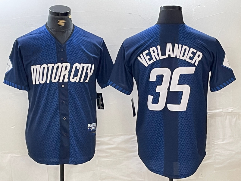 Detroit Tigers #35 Justin Verlander Navy 2024 City Connect Cool Base Limited Stitched Baseball Jersey baseball jersey product view 1